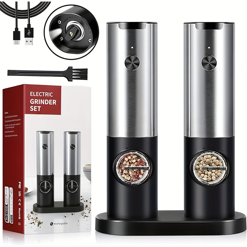 Grinder Set for Meat and Spices, USB Rechargeable, Adjustable, Two-Piece Gift