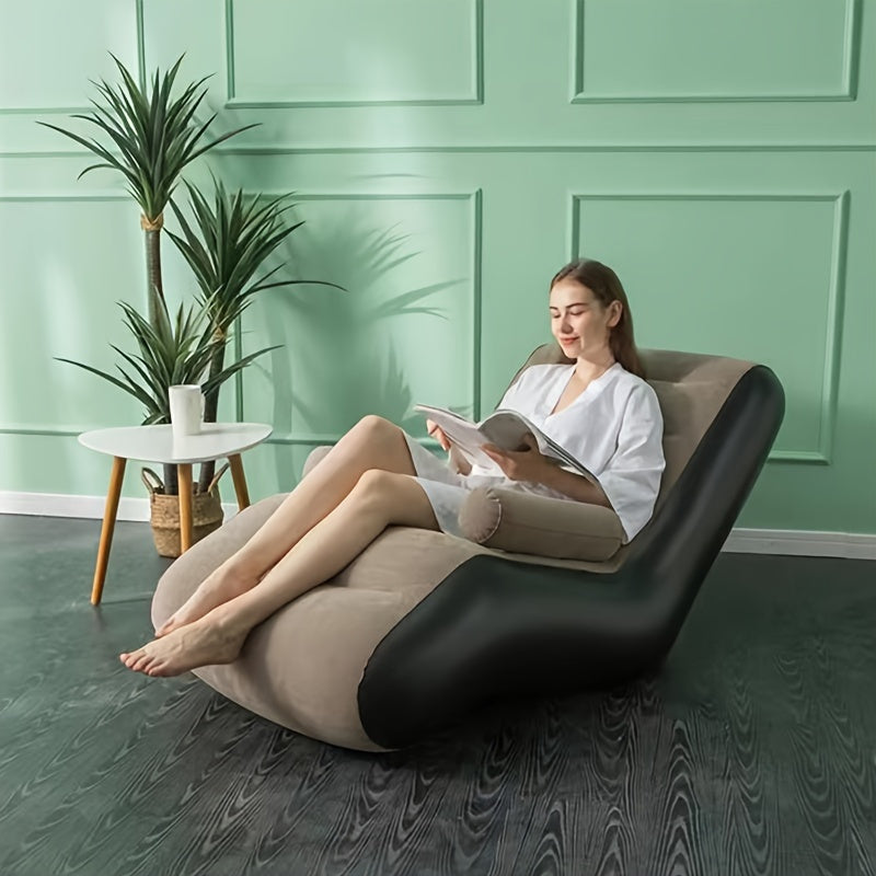 Sillón inflable de estilo vintage grande con reposabrazos para uso en interiores y exteriores en color marrón café