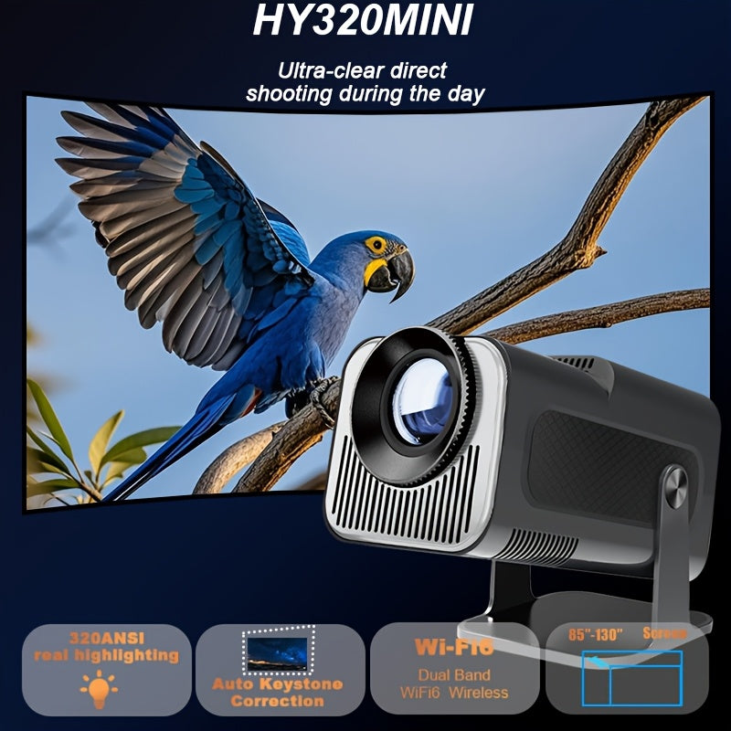 Mini proyector de video inteligente 4K HD con WiFi6 y rotación de 180° para cine en casa