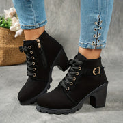 Women's Ankle Boots Faux Cover Side Zipper Chunky Heel All-Season Casual
