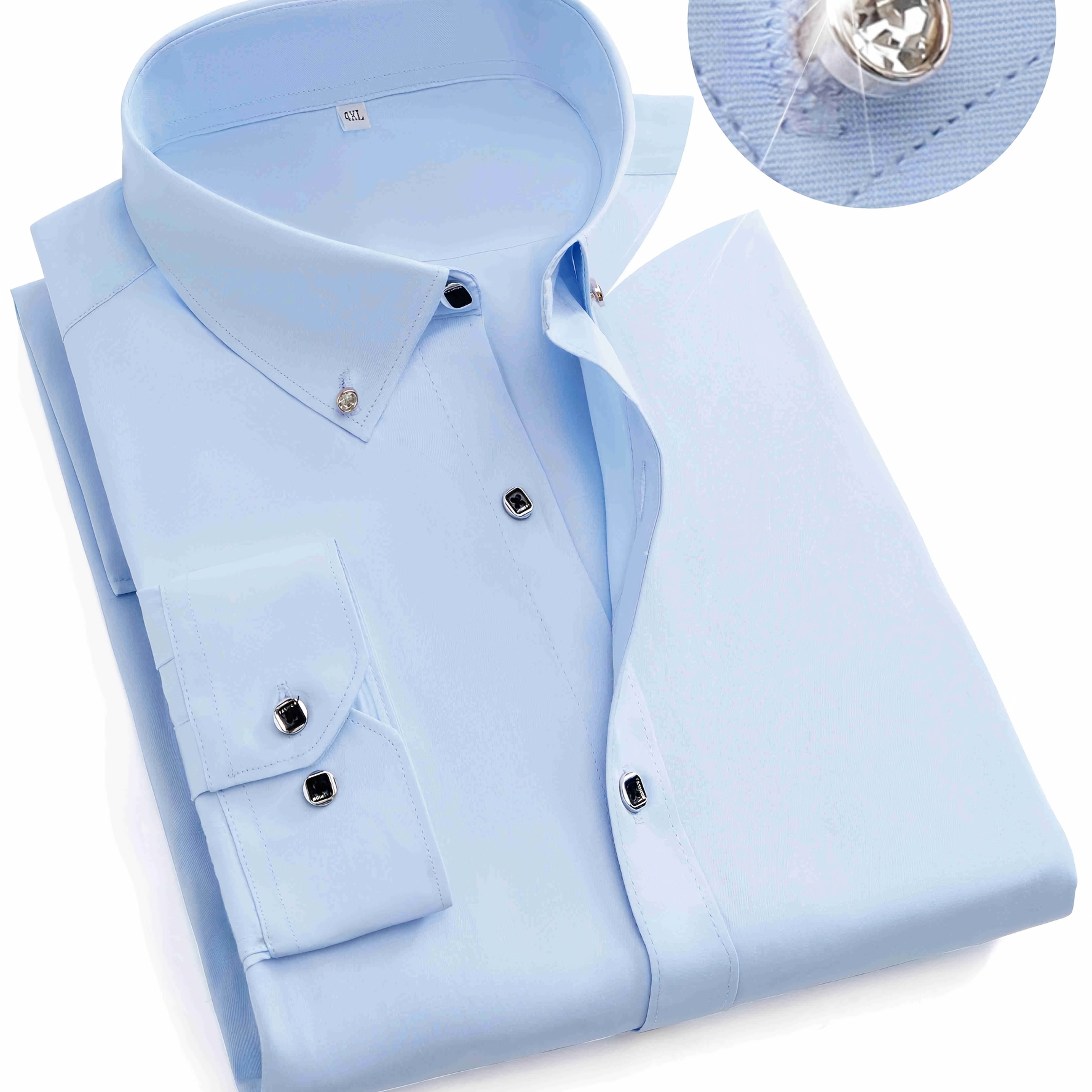 Men's Cotton Blend Short Sleeve Shirt with Lapel Collar Regular Fit Solid Color Breathable Fabric