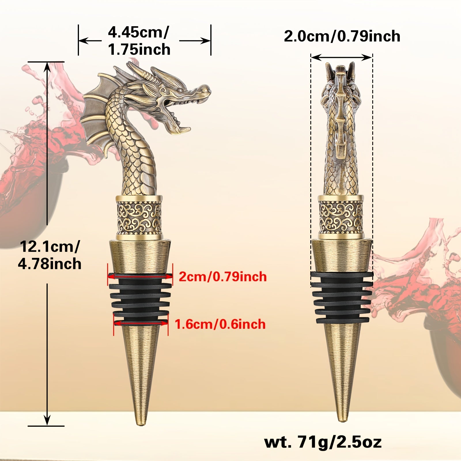 Tapon de vino y abrebotellas de cabeza de dragón para regalos de vino y champán