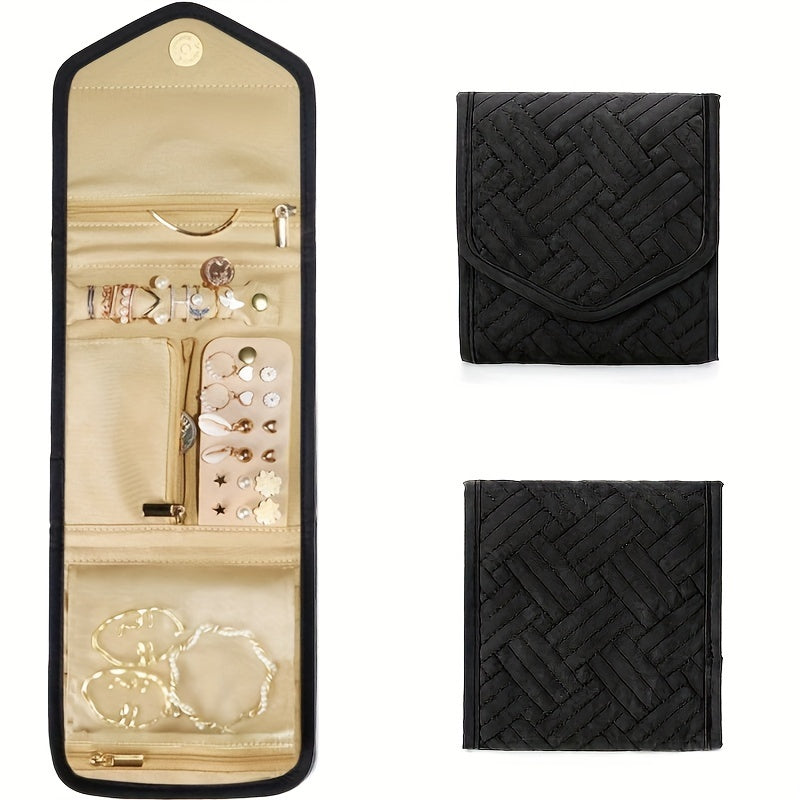 Zargarlik va makiyaj uchun ko'p bo'limli, suv o'tkazmaydigan zamonaviy tashkilotchisi, sayohat va uyda saqlash uchun ideal. Pushti, qora va cyan ranglarda mavjud. Mustahkam polyester materialidan tayyorlangan.