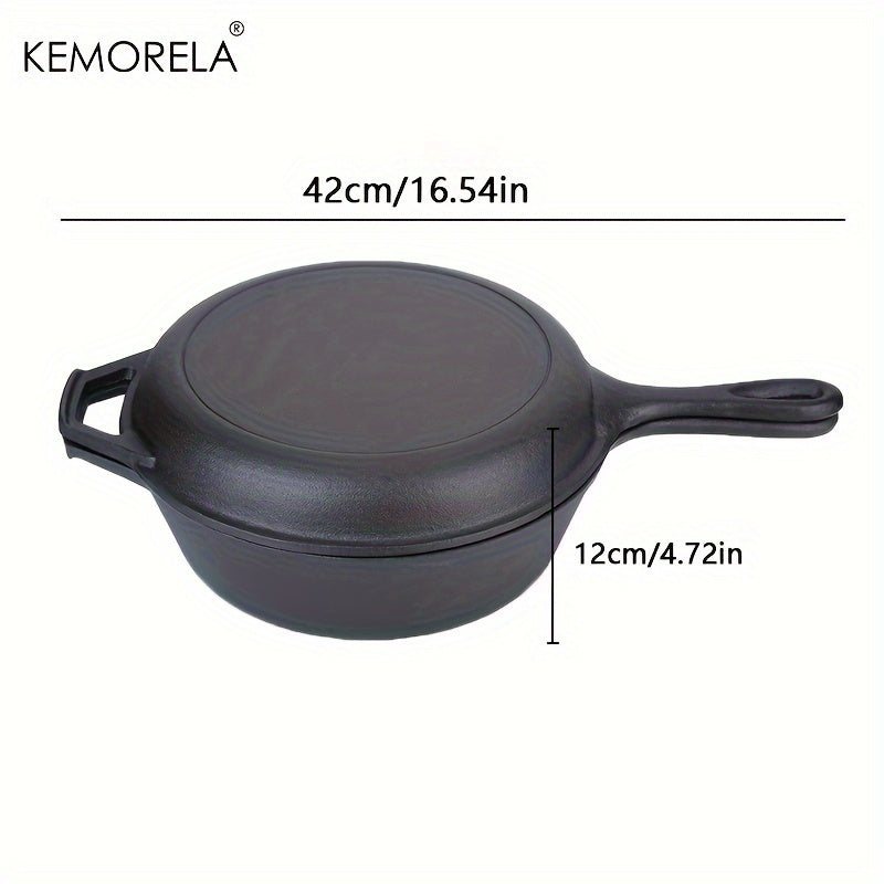 2-Piece Cast Iron Cookware Set Non-Stick Skillet and Saucepan for Camping and Wok Cooking