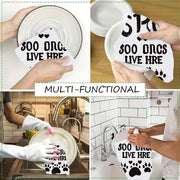 Set of 2 Soft Kitchen Towels Paw Print Design 40x60cm Absorbent Easy to Clean