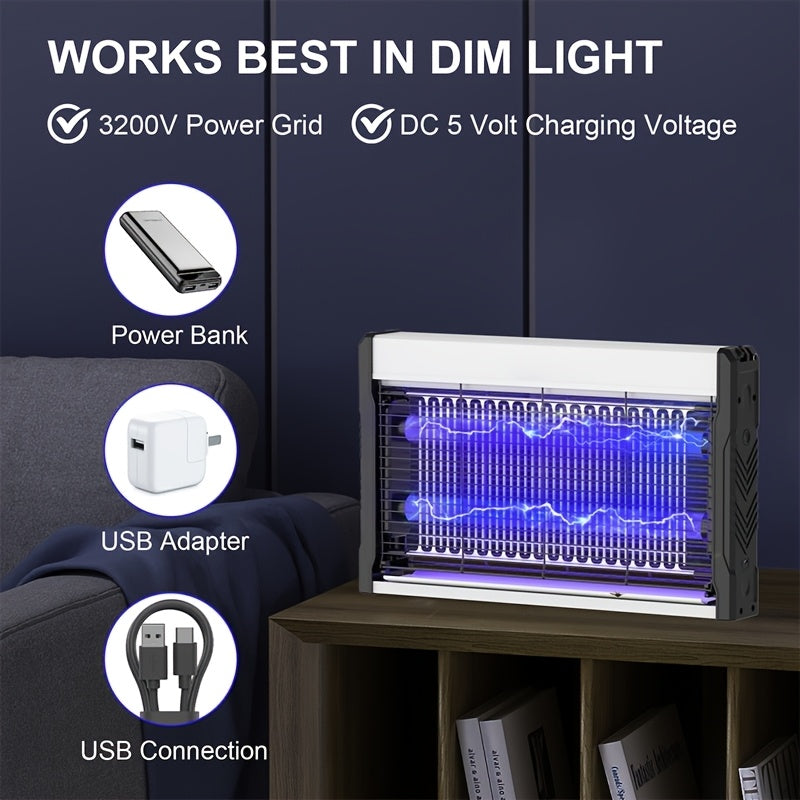 Lámpara eléctrica matamoscas impermeable para insectos, de montaje en pared, trampa para mosquitos, malla metálica negra