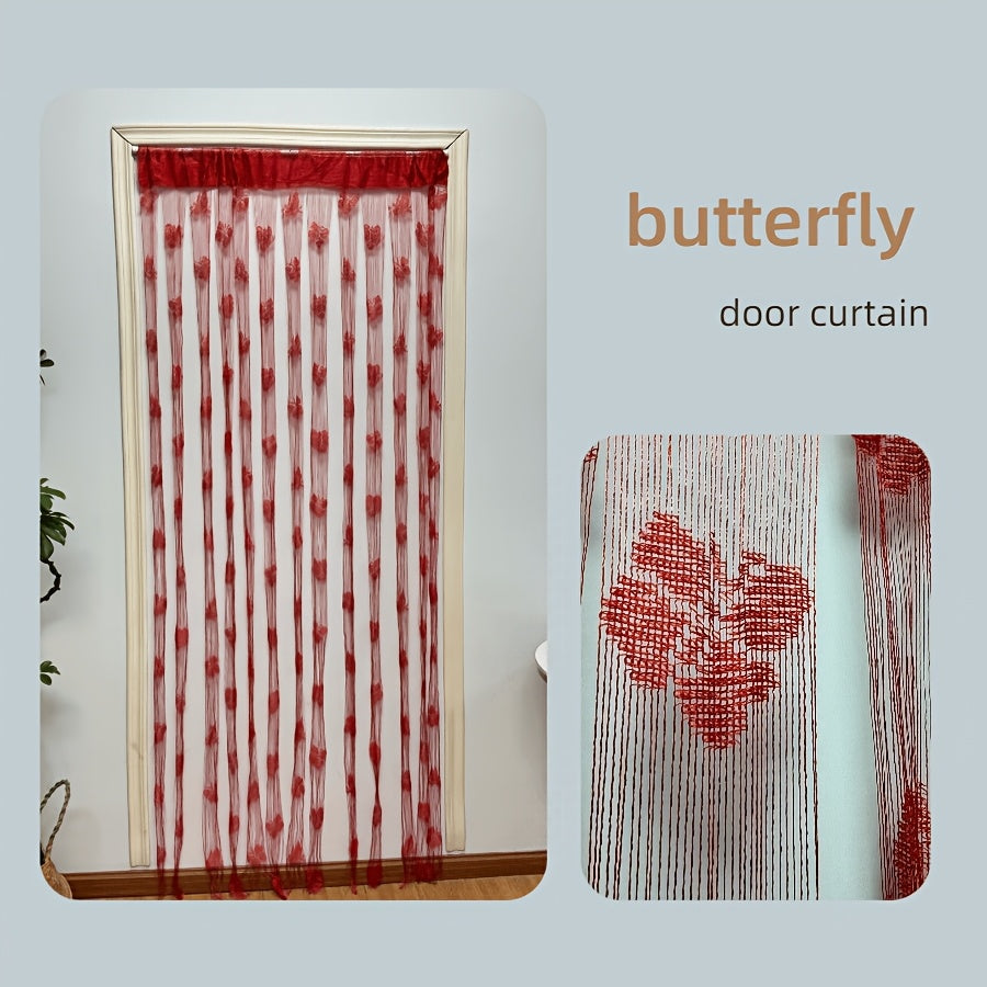 Sheer Curtain with Vibrant Orange Yellow Butterfly Floral Pattern Lightweight Polyester Rod Pocket for Living Rooms Hotels