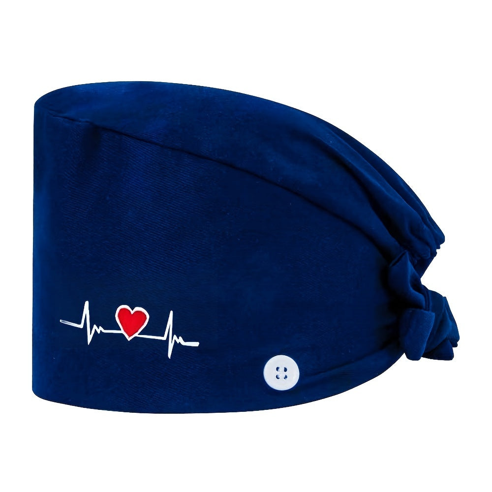 Women's Embroidered Heart Pattern Beanie Cap Made of 100% Polyester Breathable Inelastic Dust-Proof Adjustable Elastic Band