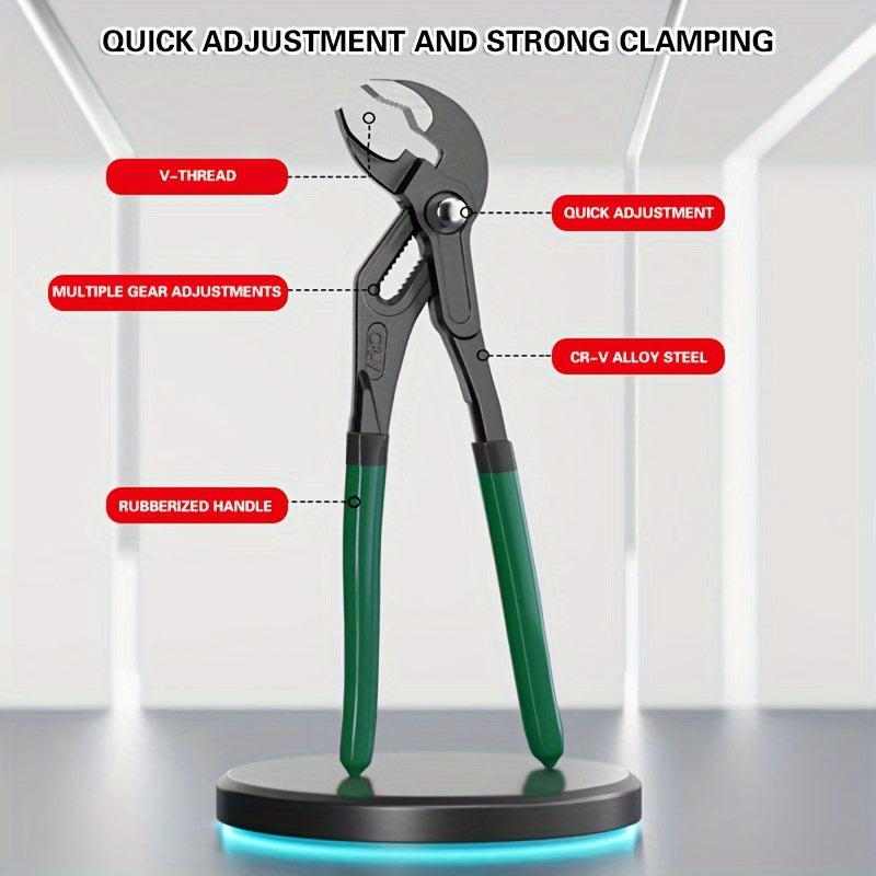 Sanoat darajasidagi xrom vanadiy po'latidan yasalgan ko'p funksiyali asbob, katta ochilishli plitalar, kalit va suv quvuri kaliti bilan.