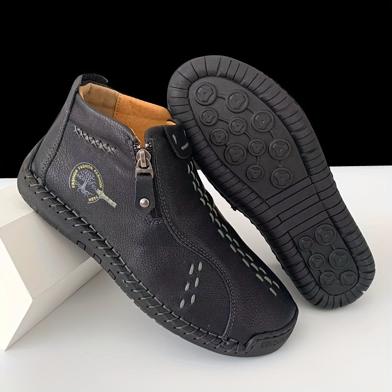 Женские ботинки на щиколотке повседневные однотонные с молнией на плоской подошве, универсальные для всех сезонов