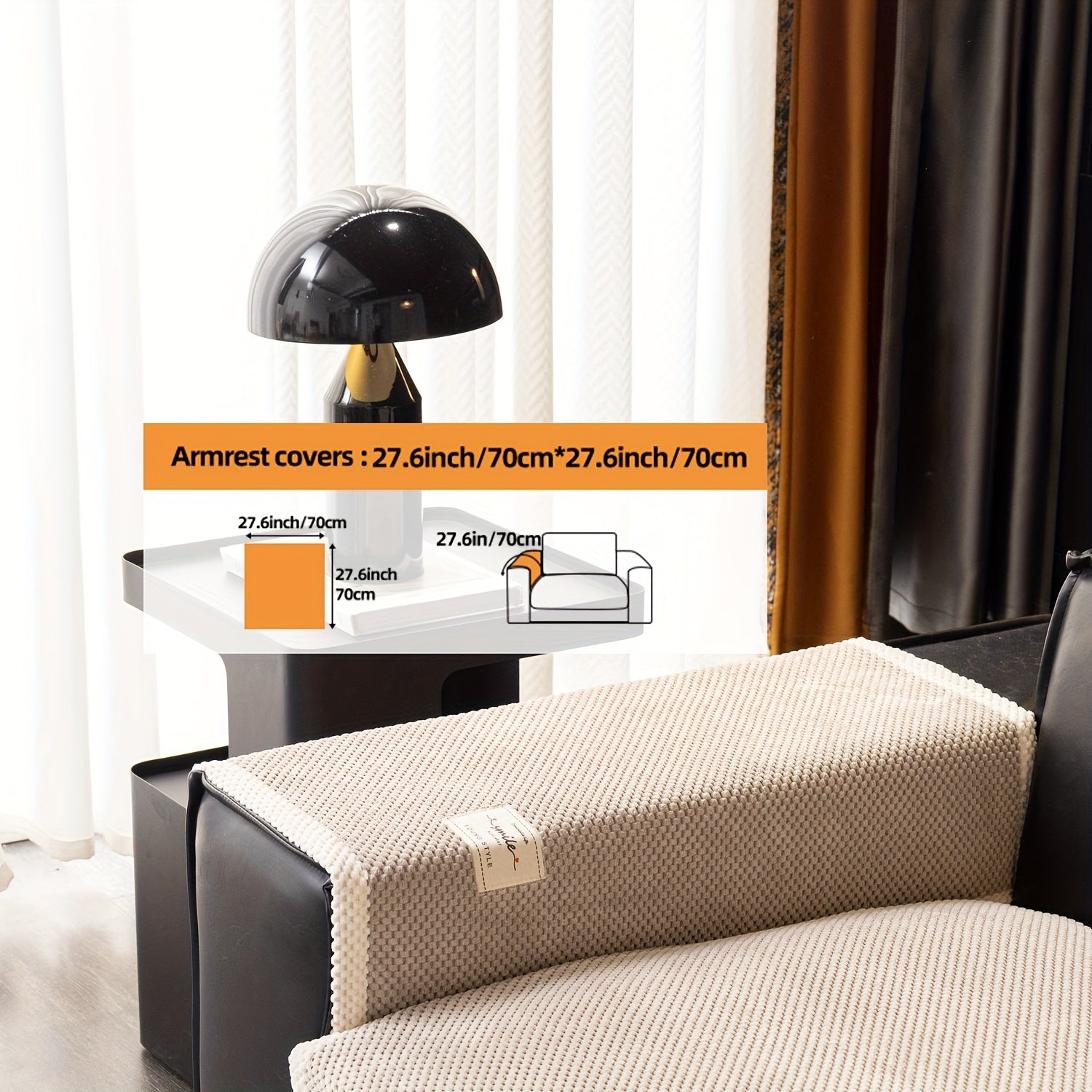 Hozirgi zamonaviy plush divan qopqog'i, barcha fasllar uchun korduroy chekkali