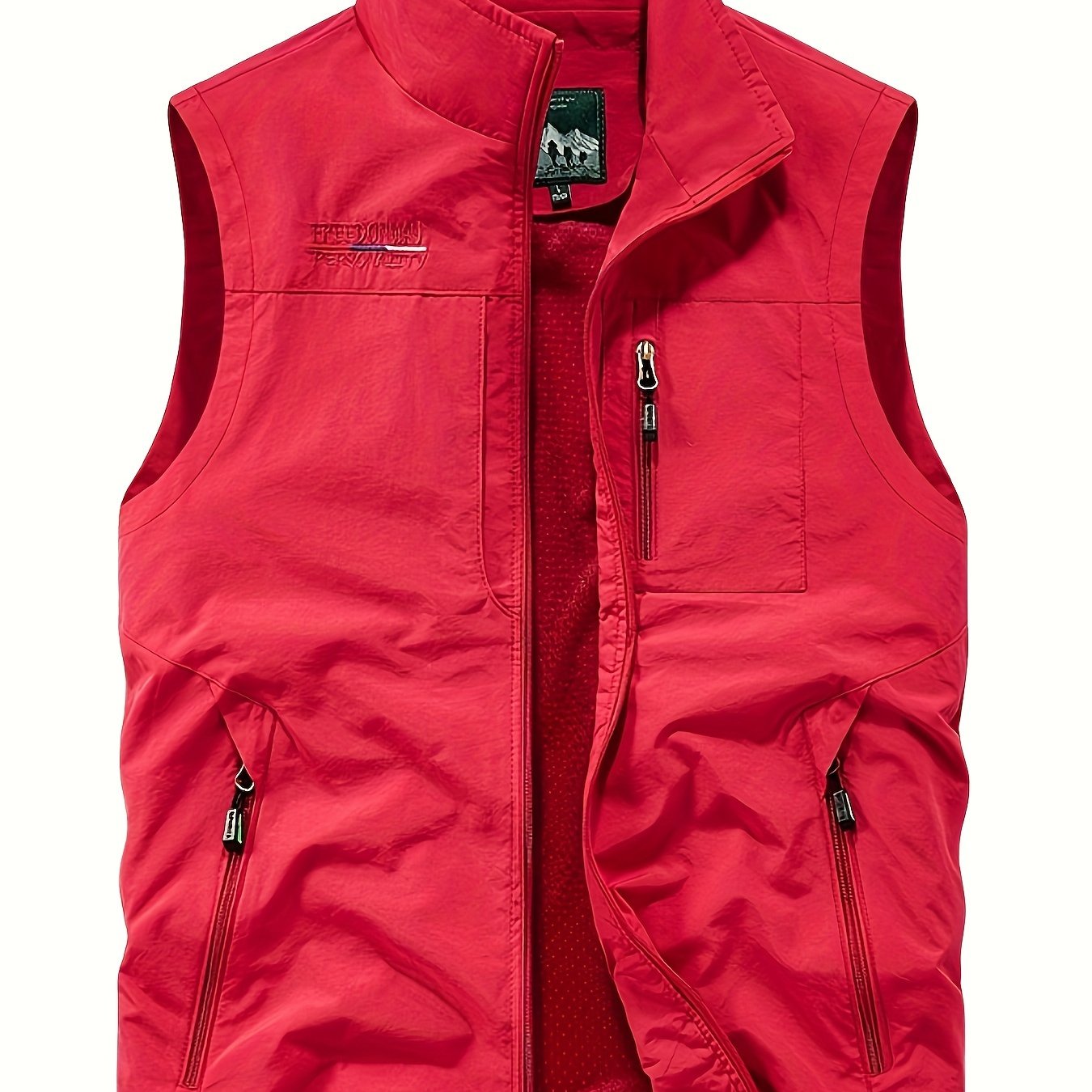 Men's Cargo Vest Nylon Sleeveless Zipper Pockets Outdoor Spring Summer