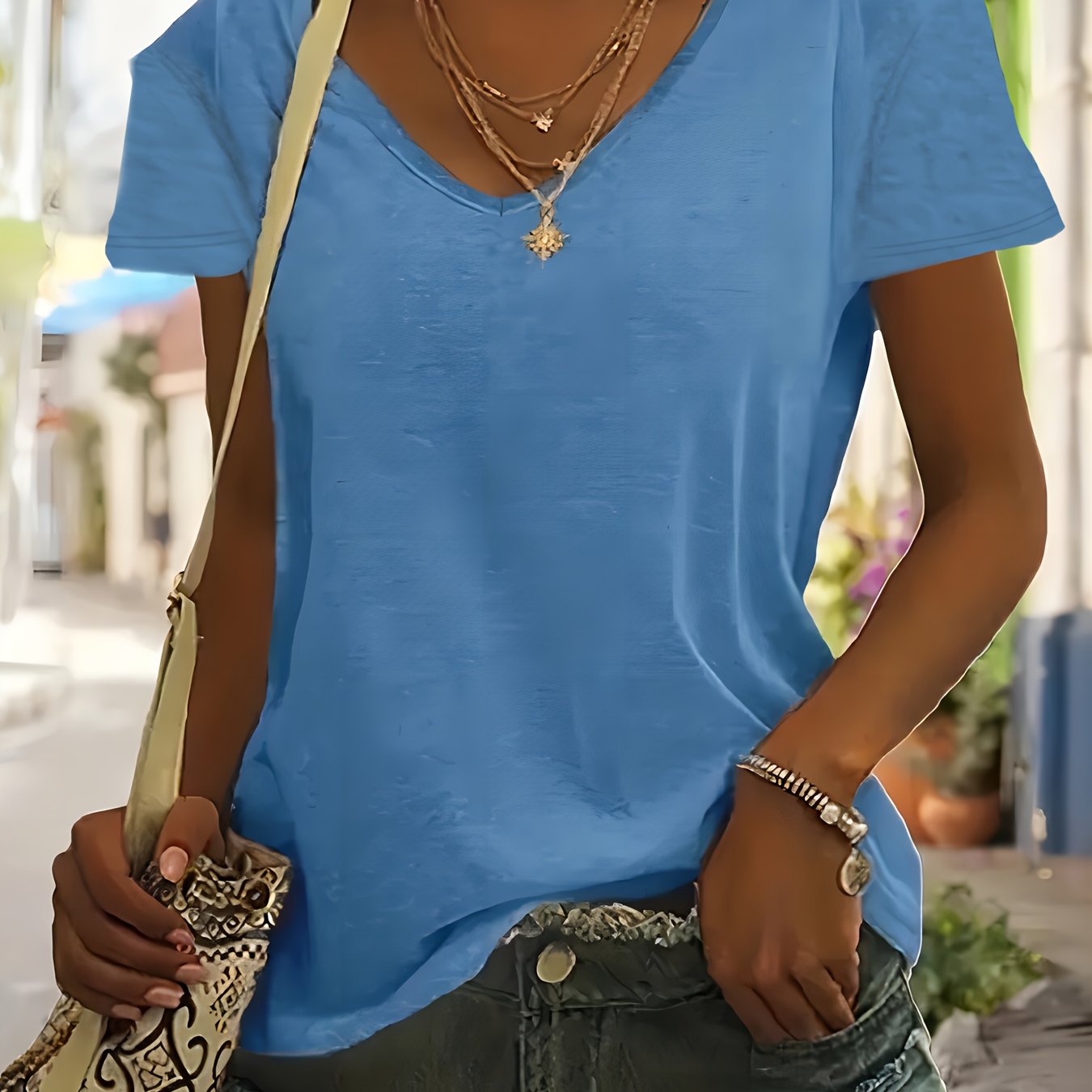 Plus Size Women's V Neck T-Shirt Casual Short Sleeve Spring Summer