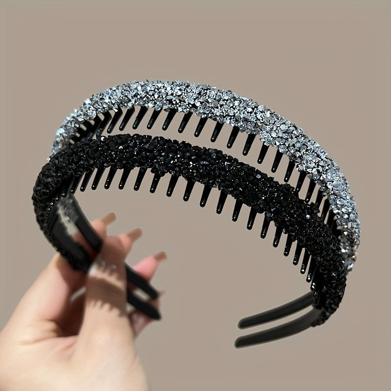 Full Diamond Hairbands with Teeth Anti-Slip for Face Washing and Makeup