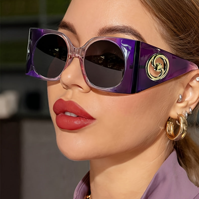 Women's Retro Chic Oversized Square Glasses with Composite Frame and Anti-Reflective Lenses