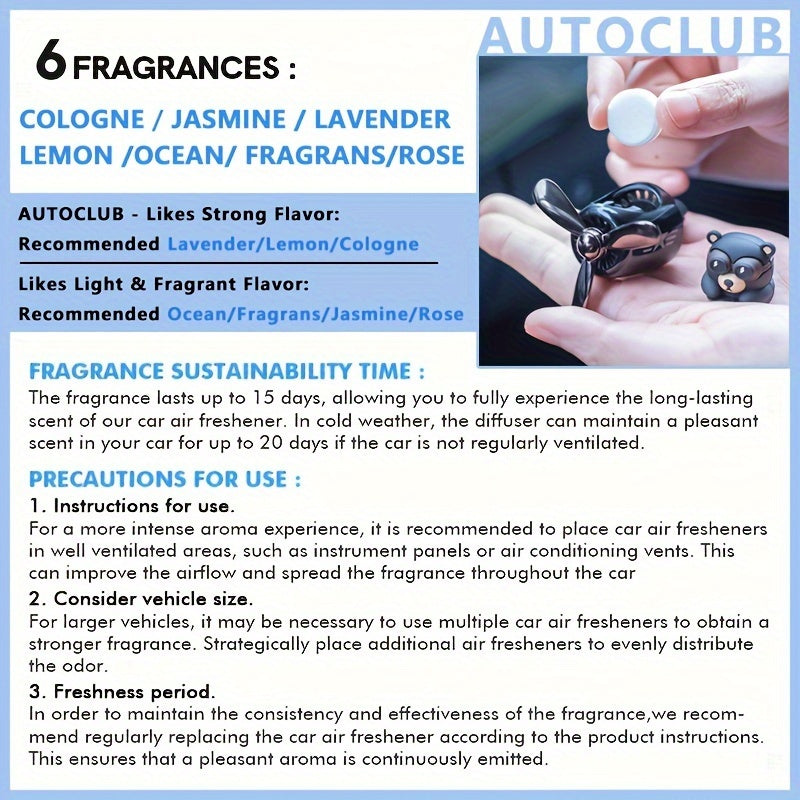 6-Piece Car Air Freshener Set Refill Vent Perfume Long-Lasting Scent