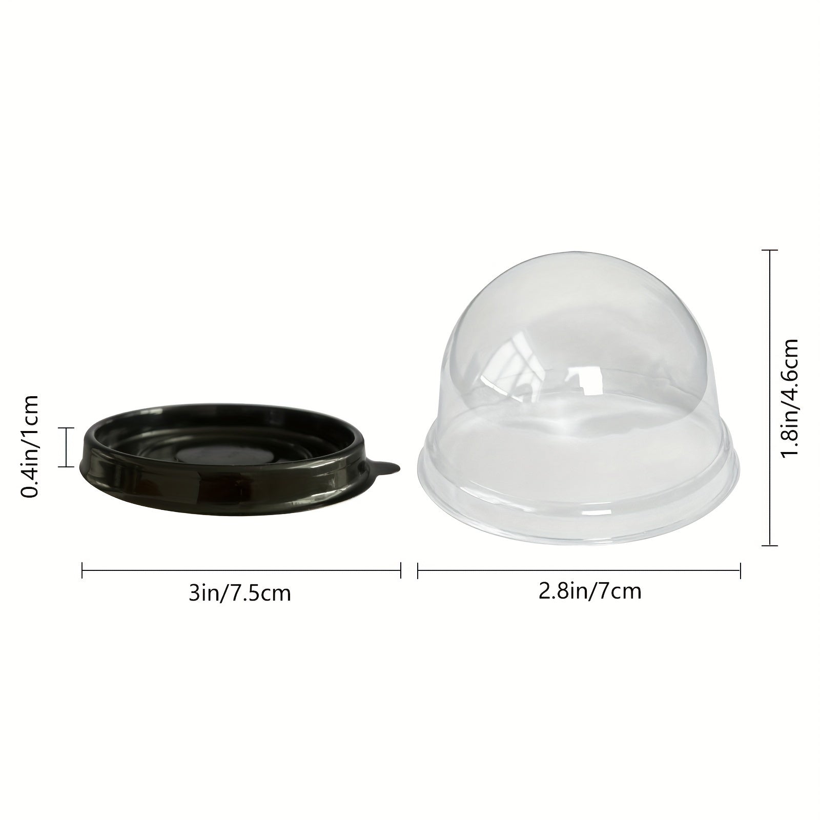 Set of 50 Mini Cupcake Holders 7.62cm Clear and Gold BPA-Free PET Plastic Round Dome Party Favor Boxes