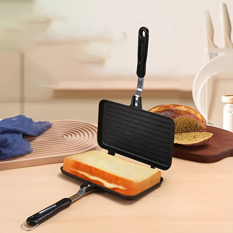 Alüminium ikki tomonlama qovurilgan pan ko‘p funksiyali, yopishmaydigan va ichki va tashqi muhitda turli xil taomlar tayyorlash uchun mos.