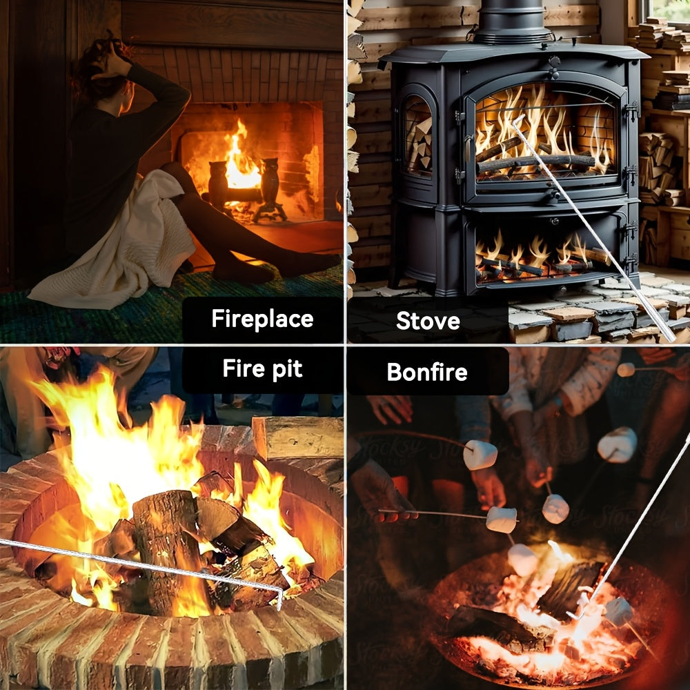 Крючок для камина из нержавеющей стали: эргономичный, устойчивый к ржавчине инструмент для использования в помещении и на открытом воздухе — идеально подходит для барбекю, кемпинга и многого другого.