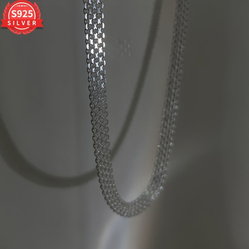 Women's Silver Necklace Hypoallergenic Braided Chain for Parties and Occasions