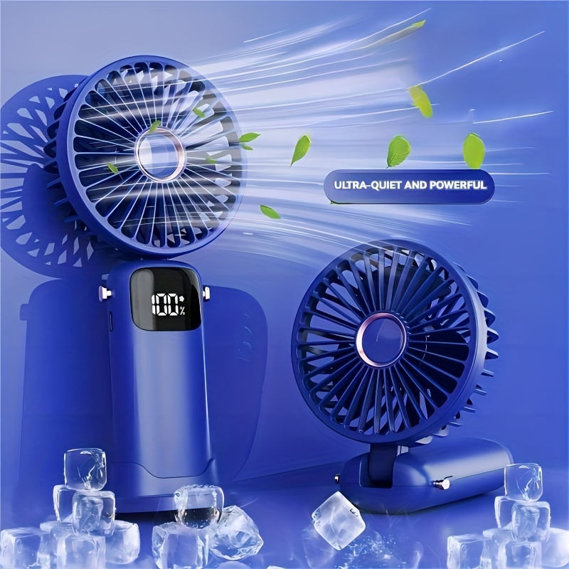 Portable Mini Fan USB Rechargeable Handheld Fan with LED Indicator, 6 Speeds for Travel Outdoor Camping