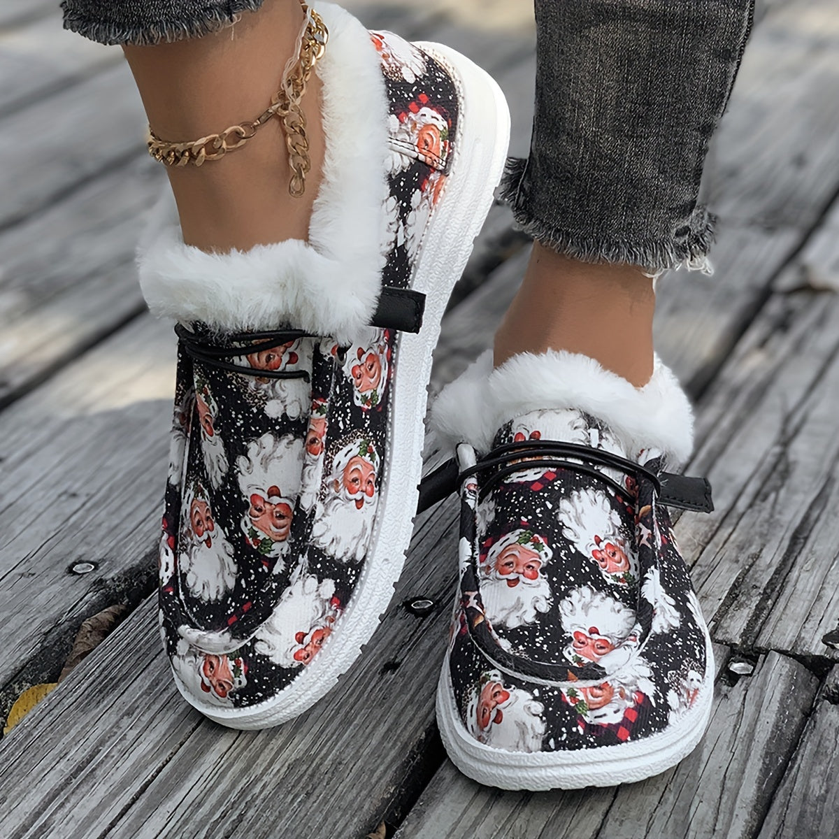 Women's Fabric Slip-On Shoes Anti-Slip PVC Sole Casual Footwear