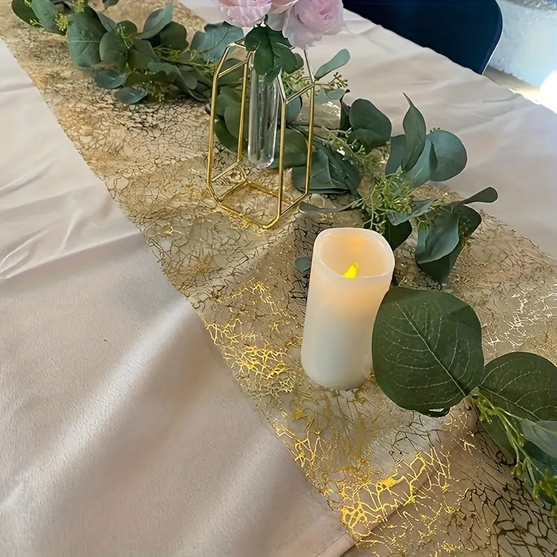 Golden Sequin Table Runner for Elegant Celebrations and Parties