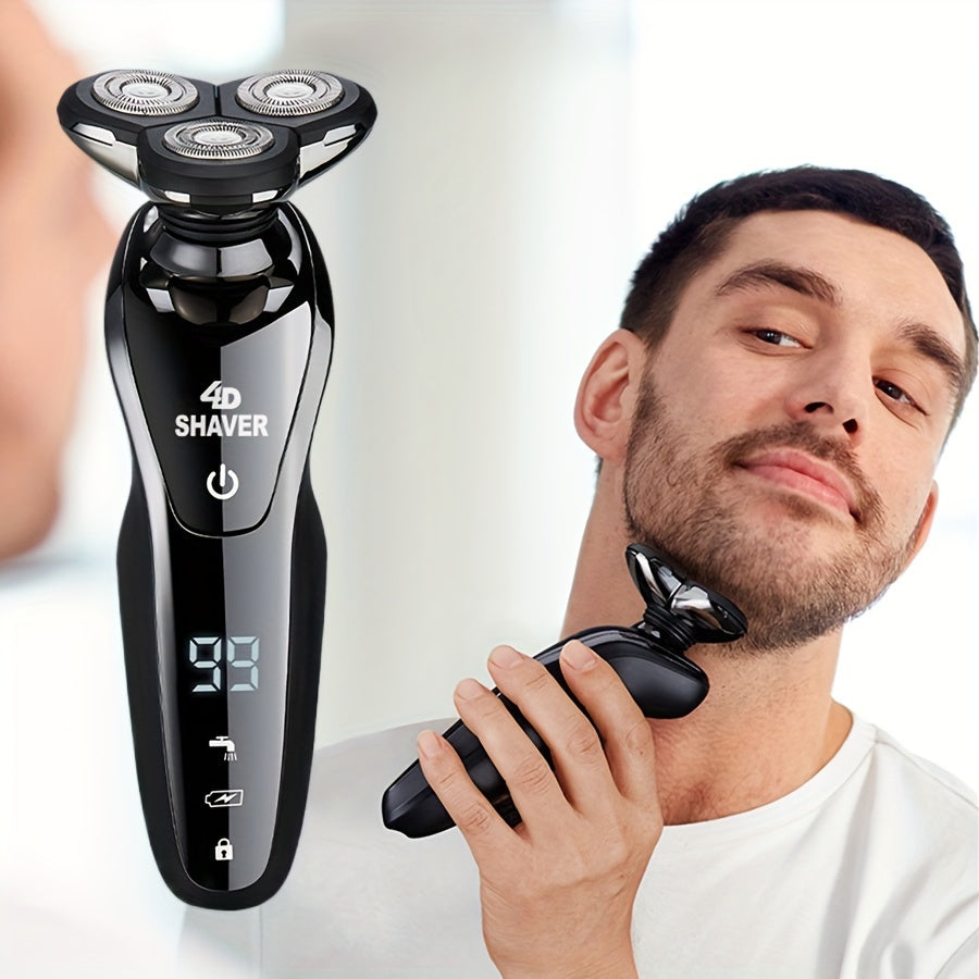 Men's Electric Shaver USB Rechargeable with Digital Display Nose Sideburn Trimmer Stainless Steel