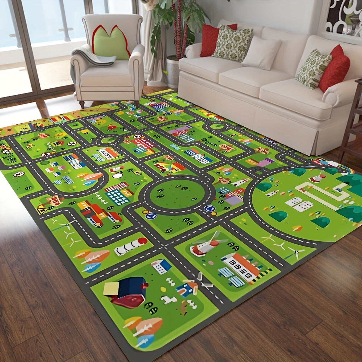Kids Play Mat Soft Non-Slip Thick Flannel Rug for Kitchen Bathroom Living Room