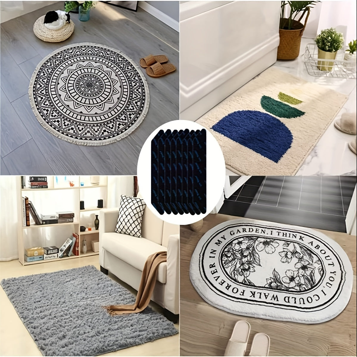 Qayta ishlatiladigan, sirpanmaydigan gilam lentasi, yog'och pol va gilamlar uchun, 8-16 ta paket