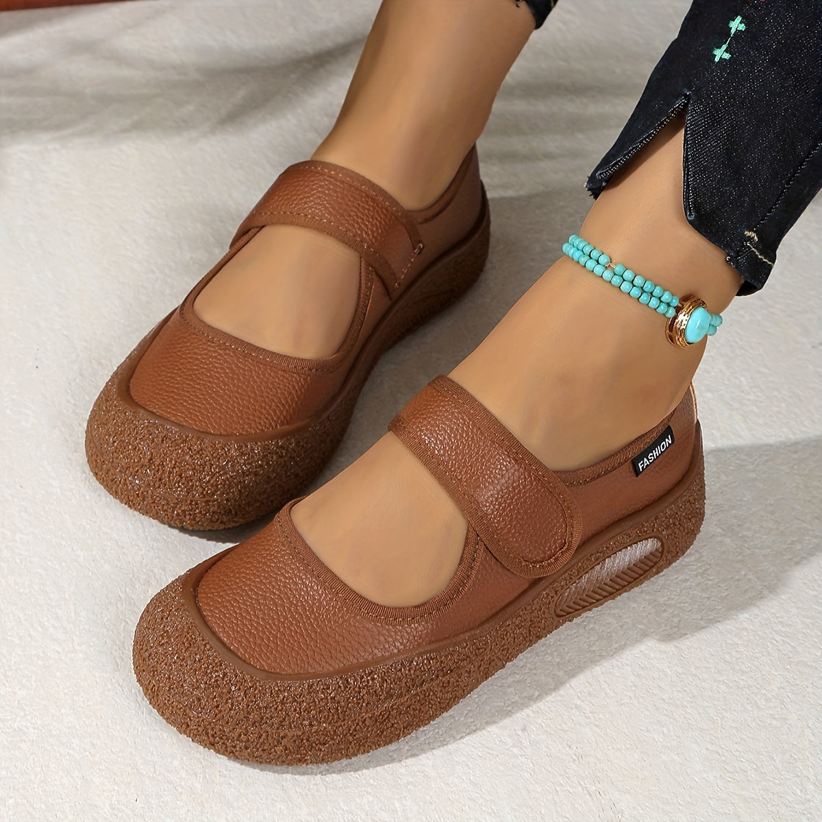 Women's Casual Flats Soft Sole Slip-On Shoes with Magic Strap