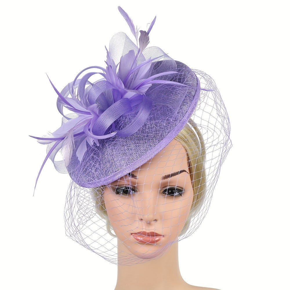 Women's Faux Feather Fascinator Hat with Veil for Parties and Special Occasions