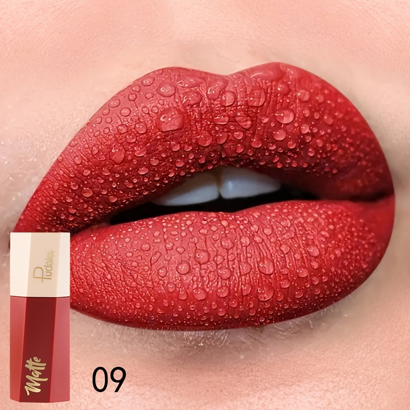 Tinte de labios mate y resistente al agua para mujer, con acabado en terciopelo y tono nude de larga duración