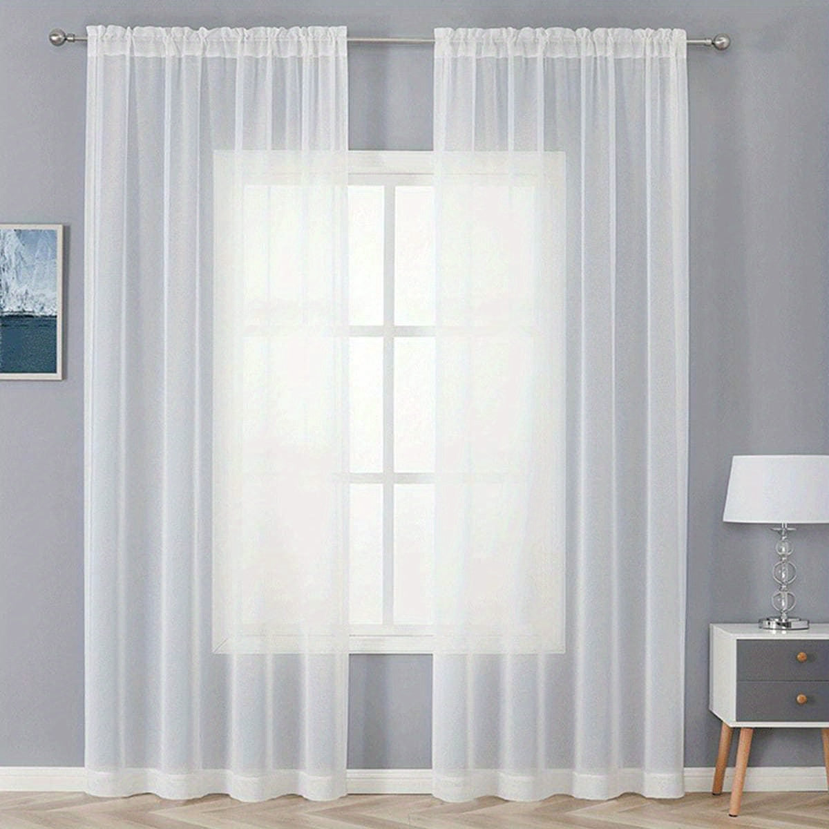 Soft White Sheer Curtain for Balcony, Living Room, Bedroom, Kitchen