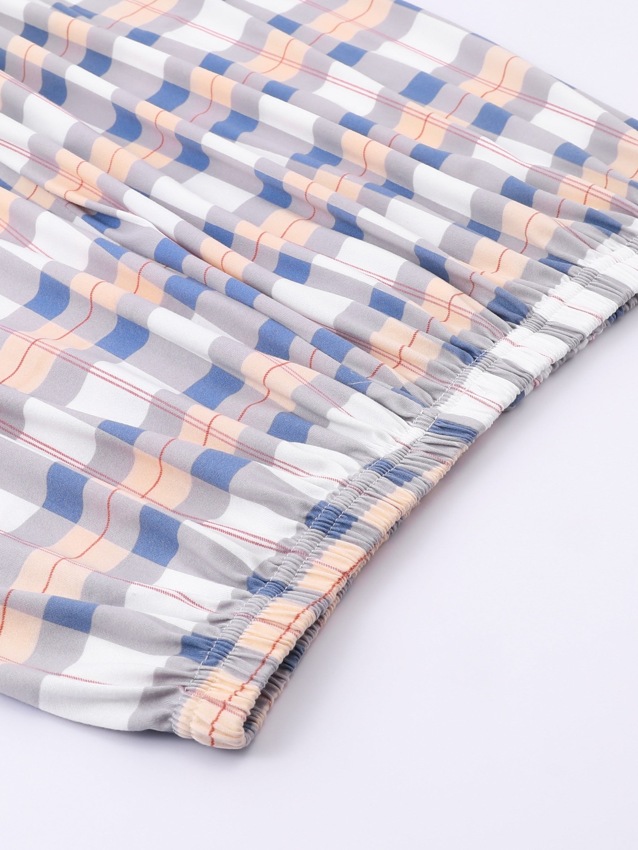 Plus Size Casual Pajamas Set Women Long Sleeve Tee and Plaid Pants Comfortable Loungewear