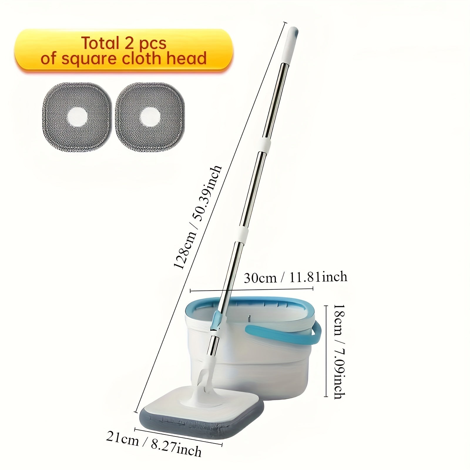 Wheat Straw Spin Mop and Bucket Set with Separate Dirty Water Compartment