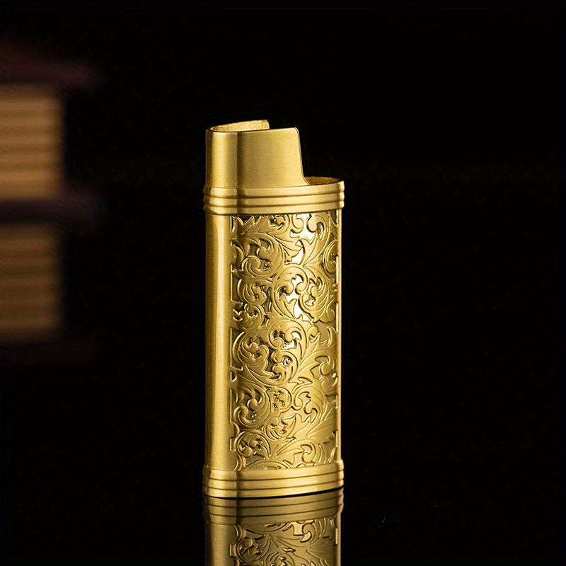 Small Metal Lighter Set Vintage Floral Mini Lighter Cover Holder
