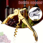 Gold-Toned Wine Opener with Serrated Knife and Double-Hinged Fulcrum