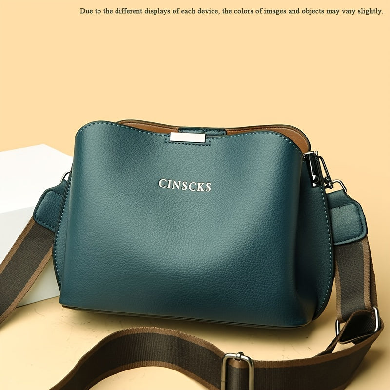 Women's Casual Water-Resistant PU Tote Bag with Detachable Shoulder Strap