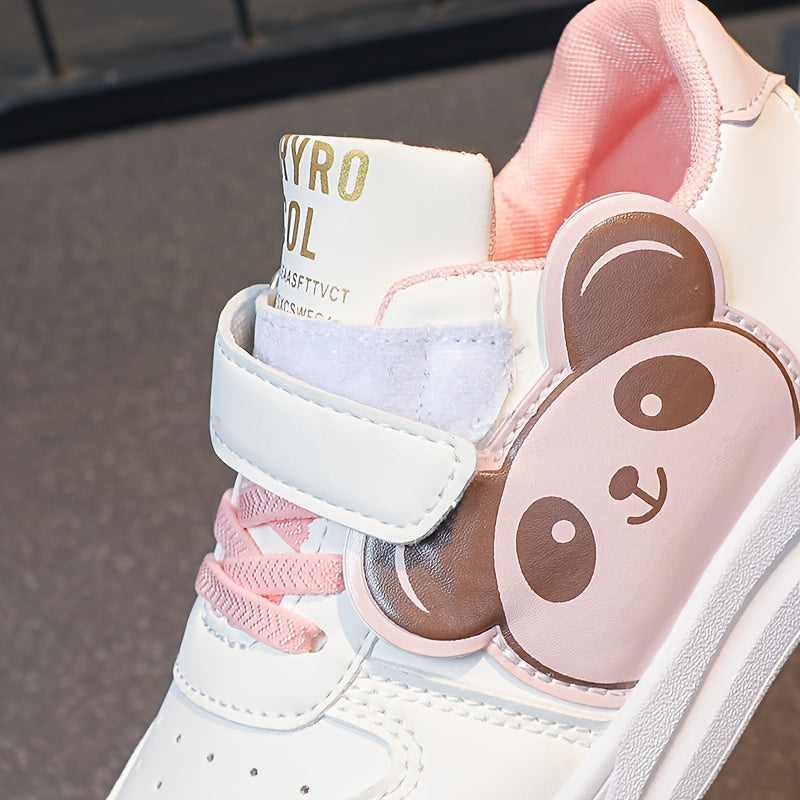 Kids' Panda Cartoon Sneakers for Boys and Girls Black White Non-Slip Velcro Shoes