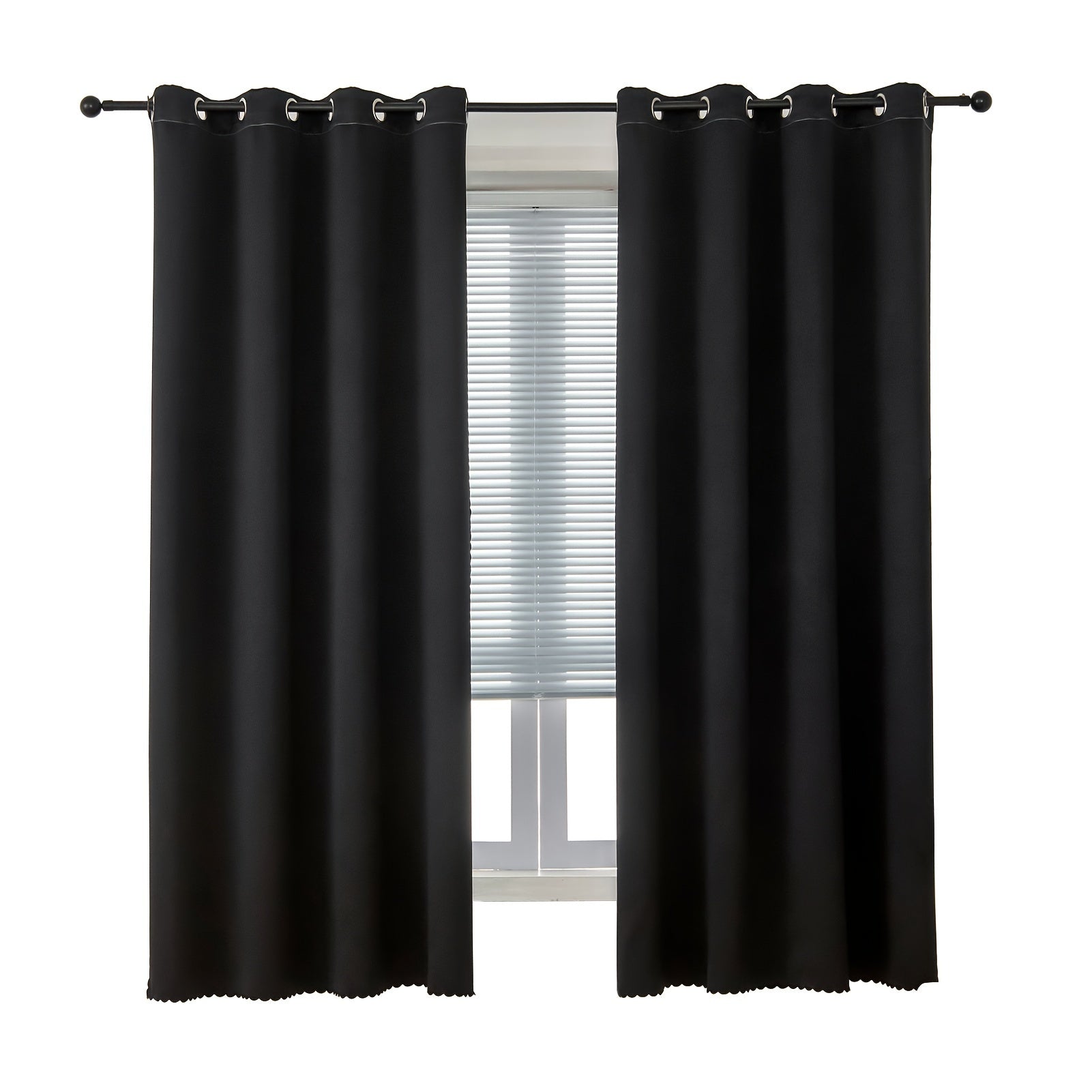 Blackout Curtains Solid Black Thermal Grommet Drapes for Bedroom Living Room