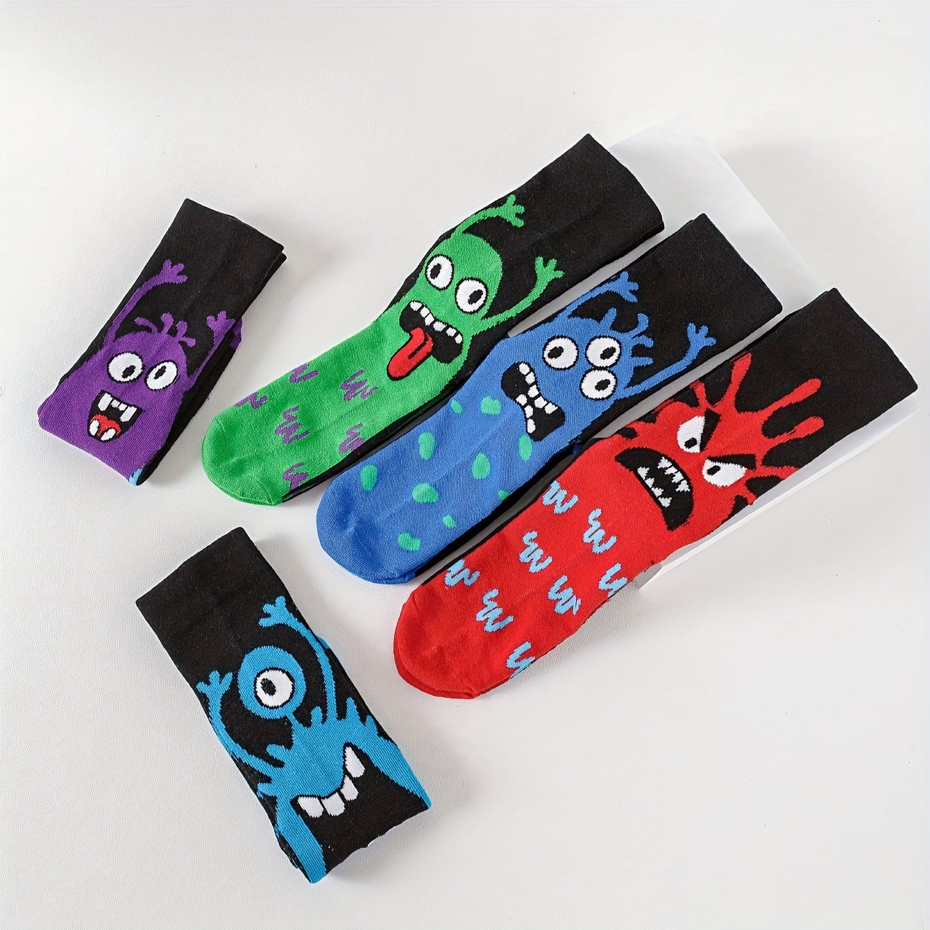 Men's and Women's Mid-Tube Socks 5-10 Pairs Cartoon Pattern Polyester All Seasons