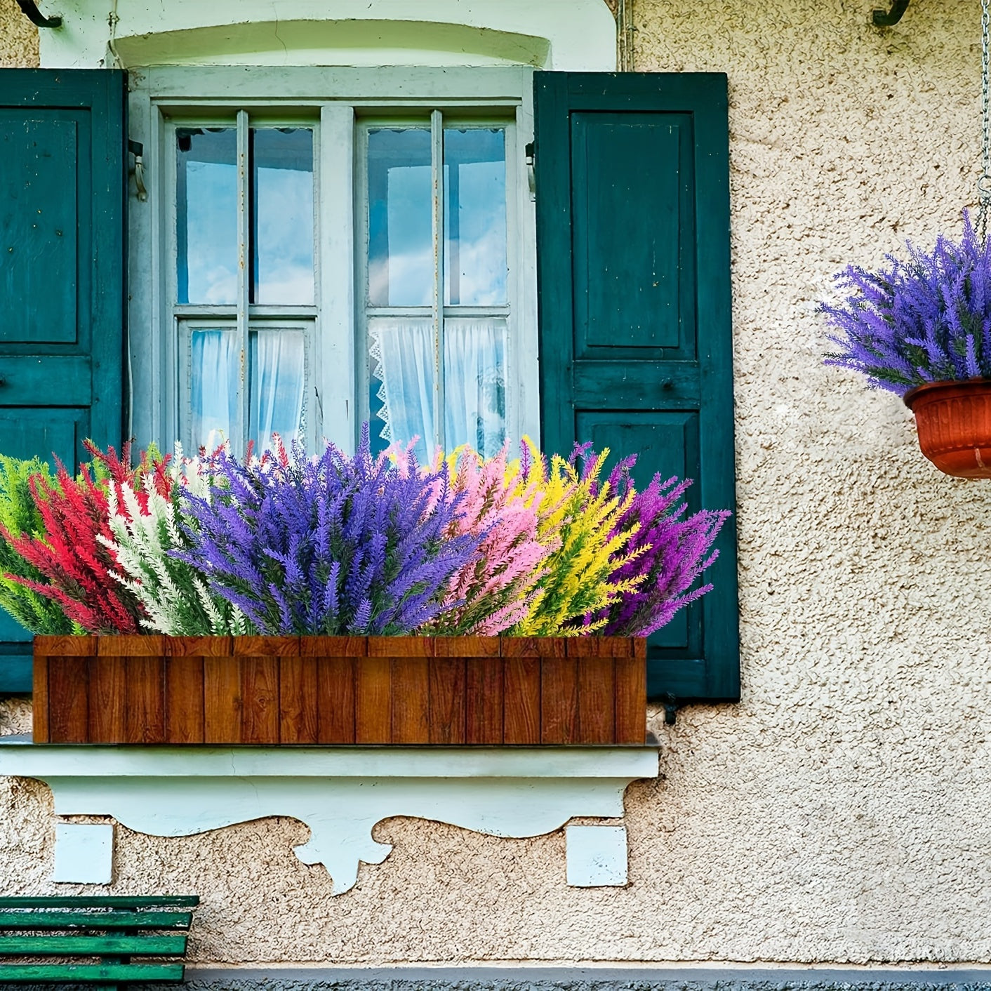 UV-Resistant Artificial Lavender Flowers in 8 Bundles for Garden Porch Window Box Decorations