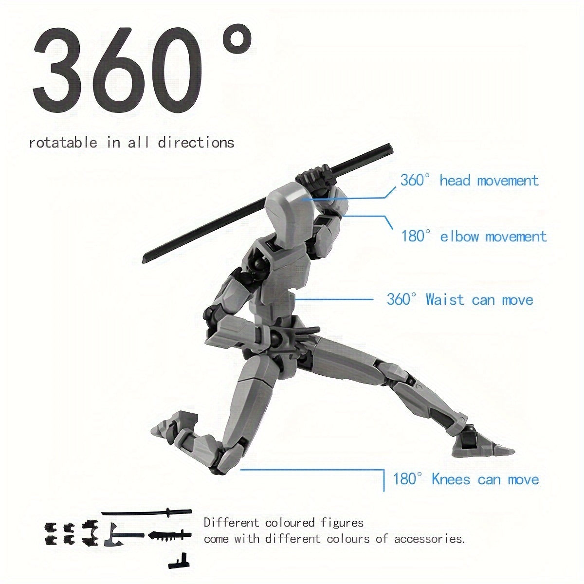 Articulated Robot Action Figure Toy for Creative Play with Colorful Design and Durable ABS Material