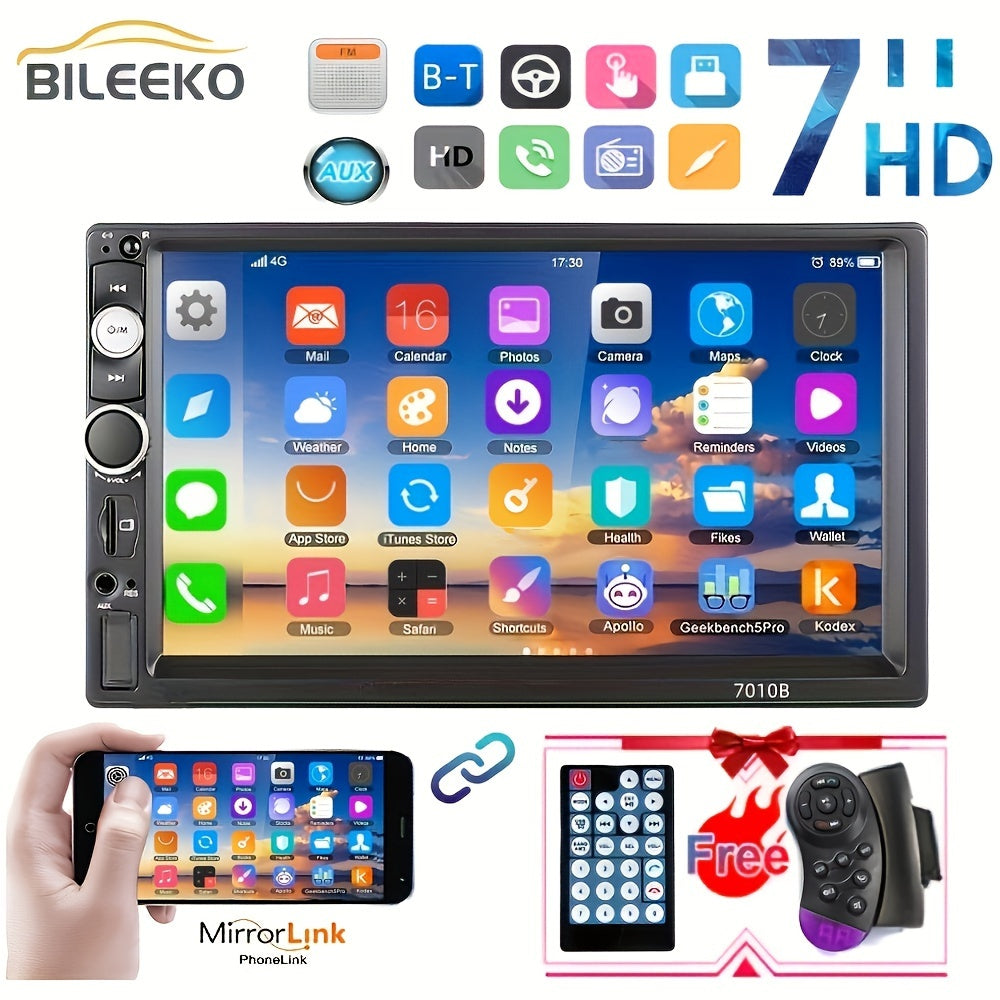 17.78 cm HD Double Din Car Stereo Radio MP5 Player Touch Screen Bluetooth USB TF FM AUX Remote