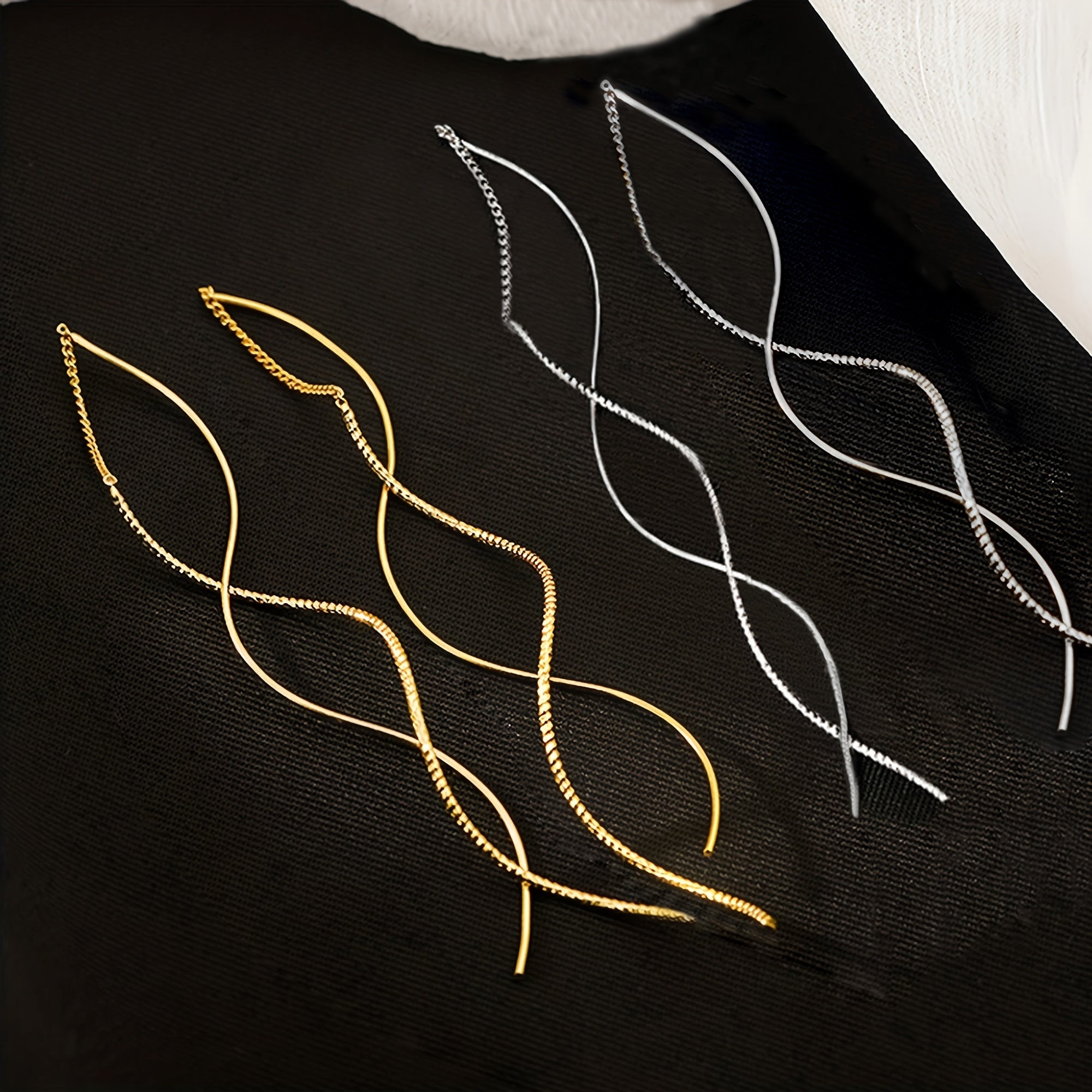 Ayollar uchun mis to‘lqinli osma sirg‘alar, uzun tassel, ko‘p maqsadli zargarlik buyumlari