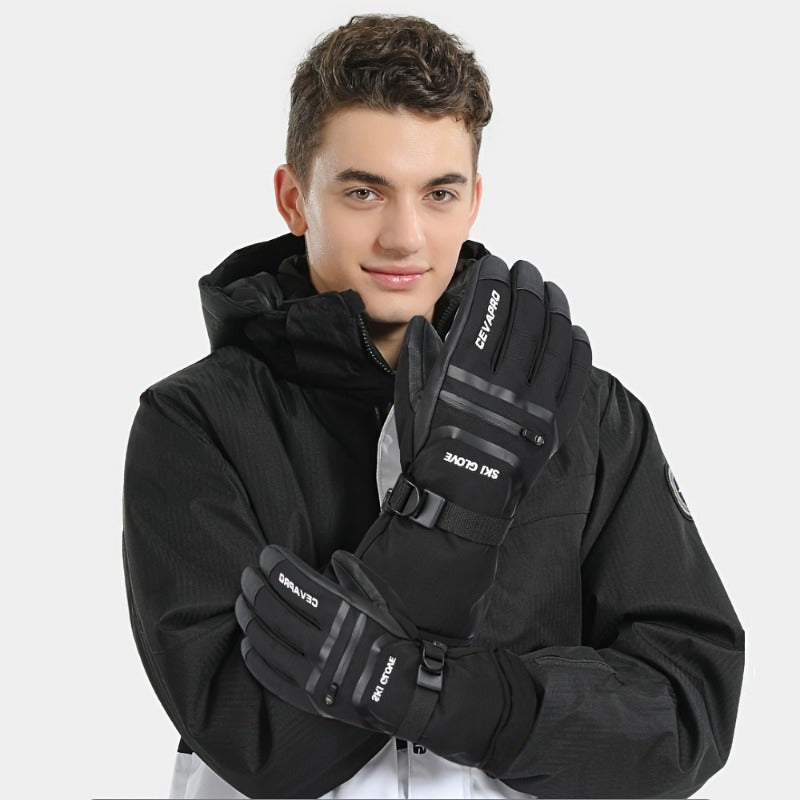 Men and Women Waterproof Touchscreen Ski Gloves with Knit Fabric