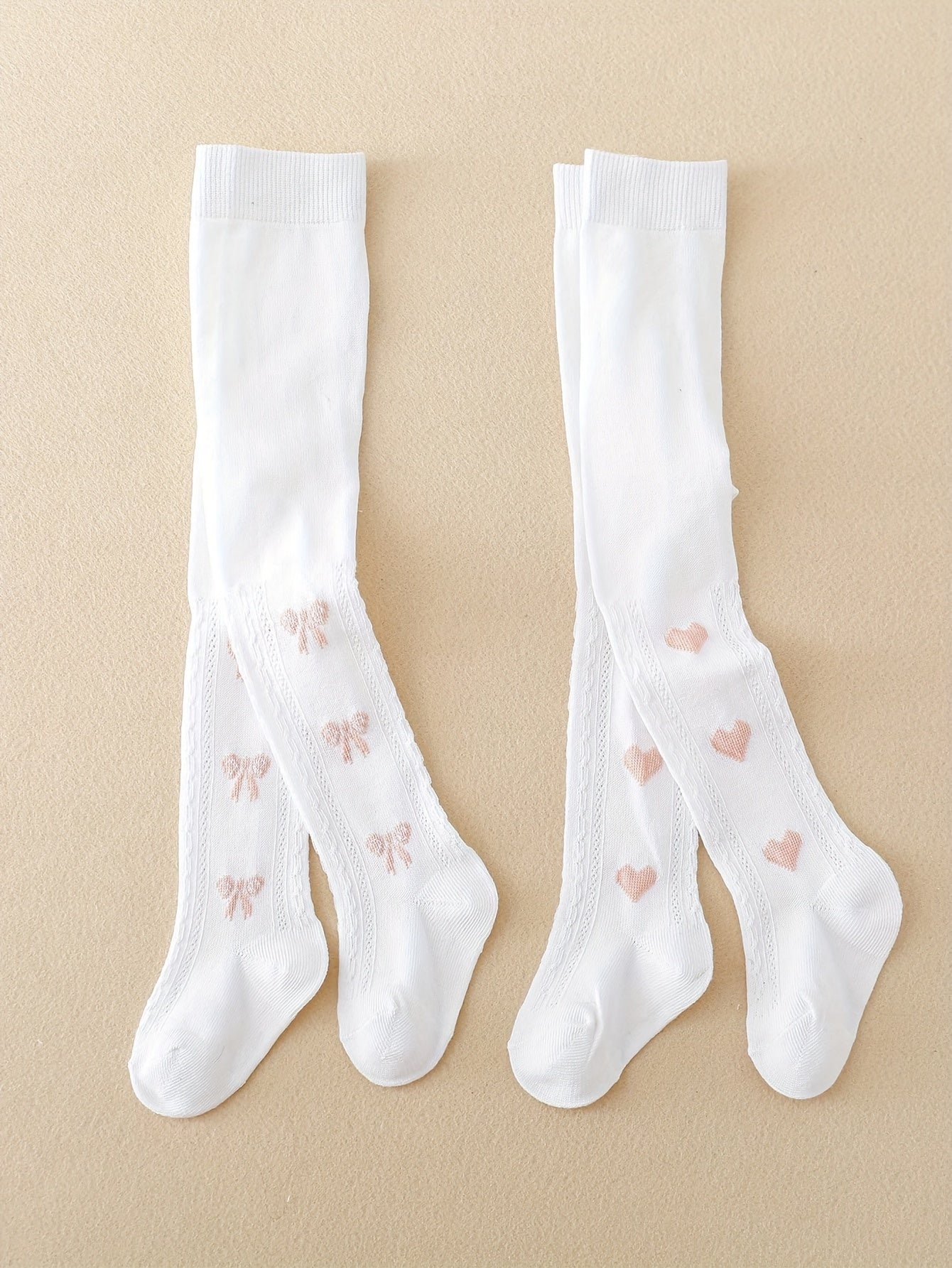 Girls' Leggings Set with Bowknot Pattern for Spring and Fall Kids' Skinny Knit Fabric