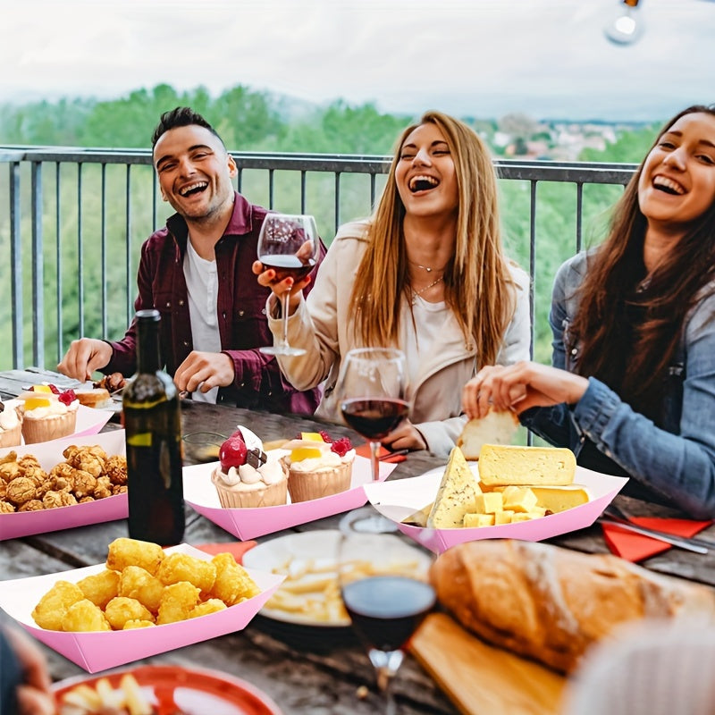 Paquete de 10 bandejas de papel para alimentos, barcos desechables de servicio de bocadillos de Kraft