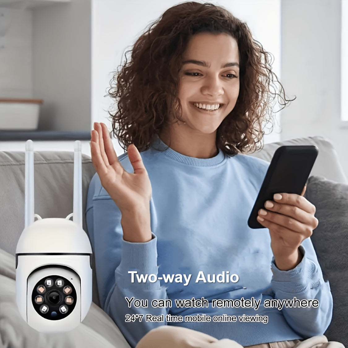 2MP HD WiFi Security Camera with Full-Color Night Vision Two-Way Audio Motion Detection Smartphone Compatible